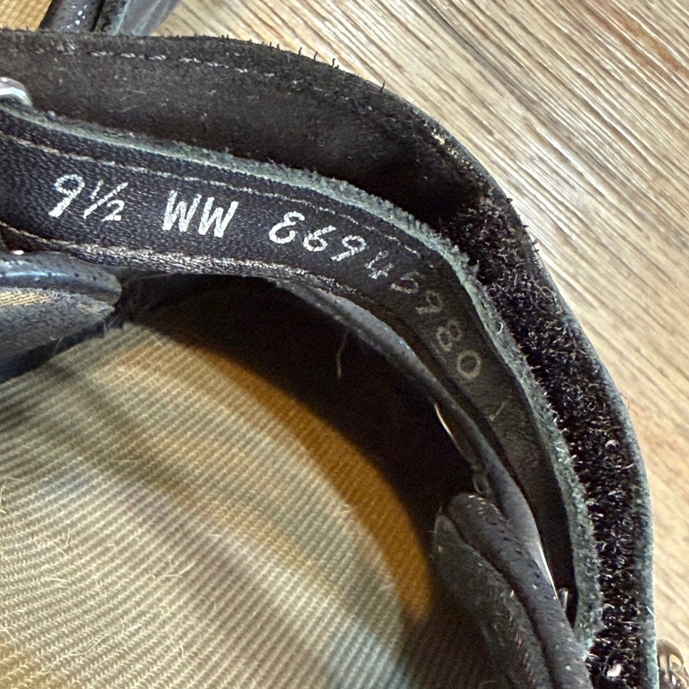 SAS Scenic Black Leather Mary Jane Flats Shoes 9.5 WW Wide Width Made in USA - Picture 8 of 10